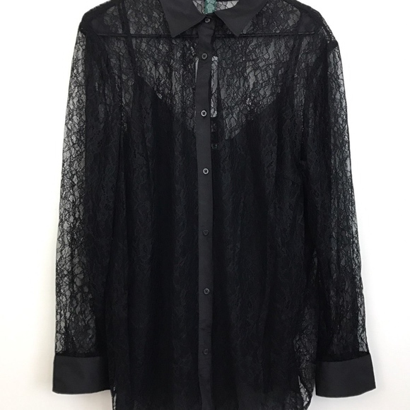 LAUREN RALPH LAUREN Lace Shirt Blouse Top - Picture 2 of 3